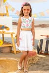 Buy_JILMIL DREAMWEAR_White Cotton Embroidered Lotus Crop Top And Skirt Set _at_Aza_Fashions