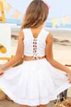 Shop_JILMIL DREAMWEAR_White Cotton Embroidered Lotus Crop Top And Skirt Set _at_Aza_Fashions