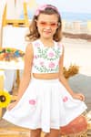 Shop_JILMIL DREAMWEAR_White Cotton Embroidered Lotus Crop Top And Skirt Set _Online_at_Aza_Fashions