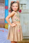 Buy_JILMIL DREAMWEAR_Beige Cotton Embroidered Lotus Top And Flared Skirt Set _Online_at_Aza_Fashions