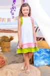 JILMIL DREAMWEAR_White Cotton Solid Color Block Frilled Dress _Online_at_Aza_Fashions