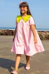 JILMIL DREAMWEAR_Pink Cotton Solid Peter Pan Frill Collared Shirt Dress _Online_at_Aza_Fashions