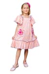 Buy_JILMIL DREAMWEAR_Pink Cotton Checkered Octopus Patch Work Dress _Online_at_Aza_Fashions