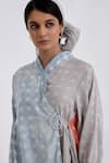 Buy_Jayati Goenka_Multi Color Cotton Print Block Mandarin Collar Wrap Top With Pant 