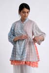 Jayati Goenka_Multi Color Cotton Print Block Mandarin Collar Peplum Wrap Top With Pant _at_Aza_Fashions