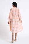 Shop_Jayati Goenka_Pink Cotton Print Geometric Round Gathered Yoke Dress_at_Aza_Fashions
