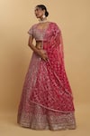 Buy_Aham-Vayam_Pink Net Embroidered Zari Sweetheart Gulzaar Floral Lehenga Set_at_Aza_Fashions