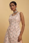 Buy_Aham-Vayam_Pink Georgette Embroidered Zardozi Round Floral Kurta Sharara Set_Online_at_Aza_Fashions