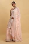 Shop_Aham-Vayam_Pink Georgette Embroidered Zardozi Round Floral Kurta Sharara Set_Online_at_Aza_Fashions