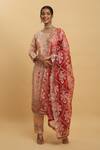 Buy_Aham-Vayam_Peach Georgette Embroidered Thread Round Floral Vine Kurta Pant Set _at_Aza_Fashions