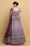 Shop_Aham-Vayam_Purple Net Embroidered Thread Round Khushnuma Mirror Embellished Lehenga Set _at_Aza_Fashions