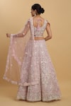 Shop_Aham-Vayam_Pink Net Embroidered Floral Leaf Divya Lehenga Set _at_Aza_Fashions