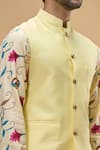 Shop_Spring Break_Yellow Bundi Cotton Silk Print Bloom Vine Kurta Set_Online_at_Aza_Fashions