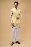 Buy_Spring Break_Yellow Bundi Cotton Silk Print Bloom Vine Kurta Set