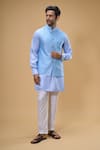 Buy_Spring Break_Blue Bundi And Kurta Dupion Silk Embroidery Sequin Floret Quad Set _at_Aza_Fashions