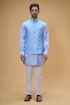 Buy_Spring Break_Blue Bundi And Kurta Dupion Silk Embroidery Sequin Floret Quad Set 