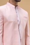 Buy_Spring Break_Pink Cotton Silk Woven Floral Bandhgala And Kurta Set_Online_at_Aza_Fashions