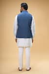 Shop_Spring Break_Blue Cotton Woven Stripe Nehru Jacket_at_Aza_Fashions