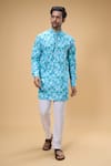 Buy_Spring Break_Blue Kurta Viscose Printed Skull Set_at_Aza_Fashions