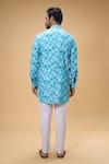 Shop_Spring Break_Blue Kurta Viscose Printed Skull Set_at_Aza_Fashions