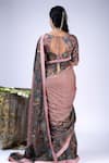 Shop_AAMRA BY LAVANYA_Pink Silk Hand Painted Floral Kalamkari Saree With Unstitched Blouse Piece _at_Aza_Fashions