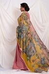 Shop_AAMRA BY LAVANYA_Peach Crepe Hand Yashoda And Lord Krishna Saree With Unstitched Blouse Piece _at_Aza_Fashions