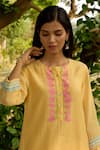 Priti Prashant_Yellow Mul Cotton Silk Printed Floral Bulbul Placed Embroidered Kurta Set _at_Aza_Fashions