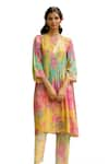 Buy_Priti Prashant_Multi Color Crepe Printed Floral Round Goraiya Kurta And Pant Co-ord Set _Online_at_Aza_Fashions