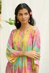 Buy_Priti Prashant_Multi Color Crepe Printed Floral Round Goraiya Kurta And Pant Co-ord Set 