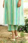 Buy_Priti Prashant_Blue Mul Cotton Silk Striped V Neck Hummingbird Kaftan With Pant _Online_at_Aza_Fashions