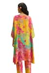 Priti Prashant_Multi Color Crepe Printed Floral Round Oriole Kaftan And Pant Co-ord Set _Online