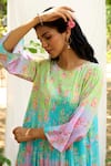 Shop_Priti Prashant_Multi Color Kurta Cotton Silk Printed Floral Puffin And Pant Co-ord Set _Online_at_Aza_Fashions