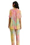 Buy_Priti Prashant_Peach Crepe Printed Floral Collared V Neck Top And Pant Set 