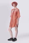 Nitin Bal Chauhan Peach Linen Satin Embellished Cord Round 3d Shirt Dress Online at Aza Fashions Nitin Bal Chauhan_Peach Linen Satin Embellished Cord Round 3d Shirt Dress _Online_at_Aza_Fashions