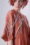 Shop Nitin Bal Chauhan Peach Linen Satin Embellished Cord Round 3d Shirt Dress Online at Aza Fashions Shop_Nitin Bal Chauhan_Peach Linen Satin Embellished Cord Round 3d Shirt Dress _Online_at_Aza_Fashions