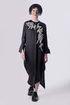 Buy Nitin Bal Chauhan Black Linen Satin Embellished Cord Round 3d Assymetric Shirt Dress at Aza Fashions Buy_Nitin Bal Chauhan_Black Linen Satin Embellished Cord Round 3d Assymetric Shirt Dress _at_Aza_Fashions
