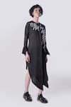 Buy Nitin Bal Chauhan Black Linen Satin Embellished Cord Round 3d Assymetric Shirt Dress Online at Aza Fashions Buy_Nitin Bal Chauhan_Black Linen Satin Embellished Cord Round 3d Assymetric Shirt Dress _Online_at_Aza_Fashions