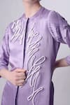 Shop Nitin Bal Chauhan Purple Linen Satin Embellished Cord Round 3d Assymetric Shirt Dress Online at Aza Fashions Shop_Nitin Bal Chauhan_Purple Linen Satin Embellished Cord Round 3d Assymetric Shirt Dress _Online_at_Aza_Fashions