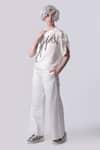 Nitin Bal Chauhan Edge_White Linen Satin Embellished Cord Band Collar Bead Top With Pant_Online_at_Aza_Fashions
