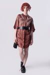 Buy_Nitin Bal Chauhan Edge_Brown Linen Satin Embellished Cord Round 3d Tassel Shirt Dress _at_Aza_Fashions