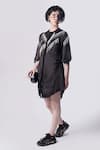 Shop_Nitin Bal Chauhan Edge_Black Linen Satin Embellished Cord Round Tassel Shirt Dress _at_Aza_Fashions