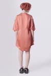 Shop_Nitin Bal Chauhan Edge_Peach Linen Satin Embellished Cord Round Tassel Shirt Dress _at_Aza_Fashions