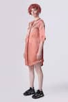 Nitin Bal Chauhan Edge_Peach Linen Satin Embellished Cord Round Tassel Shirt Dress _Online_at_Aza_Fashions