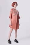 Buy_Nitin Bal Chauhan Edge_Peach Linen Satin Embellished Cord Round Tassel Shirt Dress _Online_at_Aza_Fashions