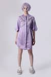 Nitin Bal Chauhan Edge_Purple Linen Satin Embellished Cord Round Tasselled 3d Shirt Dress _Online_at_Aza_Fashions