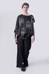 Buy_Nitin Bal Chauhan Edge_Black Linen Satin Embellished Cord Round 3d Floral Kaftan With Pant _at_Aza_Fashions