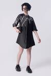 Buy_Nitin Bal Chauhan Edge_Black Linen Satin Hand Embroidered 3d Chords Placed Shirt Dress _Online_at_Aza_Fashions