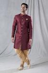 Shop_Arihant Rai Sinha_Maroon Sherwani Silk Plain Solid And Dhoti Pant Set_Online_at_Aza_Fashions