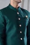 Arihant Rai Sinha_Green Sherwani Silk Plain Solid Button Down And Dhoti Pant Set _at_Aza_Fashions