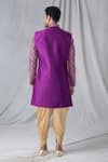 Shop_Arihant Rai Sinha_Purple Attached Jacket Soft Cotton Embroidered Sequin Kurta And Dhoti Pant Set _at_Aza_Fashions